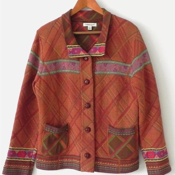 Coldwater Creek Sweaters - Coldwater Creek Jacket Vintage Style Wool Blend Pockets Multi-Color